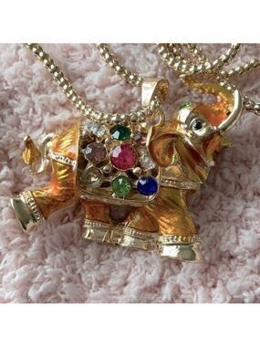 Betsey Johnson Gold Elephant Rhinestone Pendant
